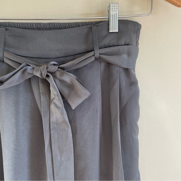 Heartloom Paperbag Trouser Tie Waist Pants Silky Satin Grey High Rise Medium - Picture 6 of 8
